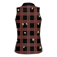 Hawaii Palaka Kahelelani Shell Lei Costume Women Sleeveless Polo Shirt Plaid Patterns