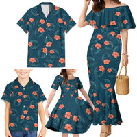 Hawaii Monstera Family Matching Mermaid Dress and Hawaiian Shirt Hibiscus Flowers Simple Style DT05 - Polynesian Pride