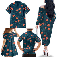Hawaii Monstera Family Matching Off The Shoulder Long Sleeve Dress and Hawaiian Shirt Hibiscus Flowers Simple Style DT05 - Polynesian Pride
