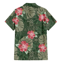 Hawaii Family Matching Mermaid Dress and Hawaiian Shirt Green Polynesian Monstera Patterns DT05 - Polynesian Pride