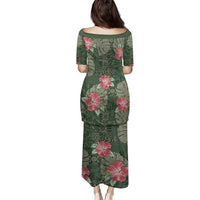 Hawaii Family Matching Puletasi and Hawaiian Shirt Green Polynesian Monstera Patterns - Polynesian Pride