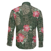Hawaii Family Matching Short Sleeve Bodycon Dress and Hawaiian Shirt Green Polynesian Monstera Patterns DT05 - Polynesian Pride
