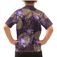 Hawaii Family Matching Mermaid Dress and Hawaiian Shirt Purple Polynesian Monstera Patterns DT05 - Polynesian Pride