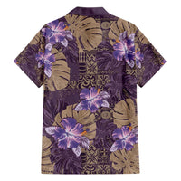 Hawaii Family Matching Short Sleeve Bodycon Dress and Hawaiian Shirt Purple Polynesian Monstera Patterns DT05 - Polynesian Pride