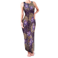 Hawaii Family Matching Tank Maxi Dress and Hawaiian Shirt Purple Polynesian Monstera Patterns DT05 Mom's Dress Purple - Polynesian Pride