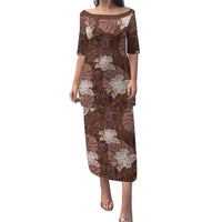 Hawaii Puletasi Brown Polynesian Monstera Patterns - Polynesian Pride