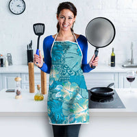 Hawaii Apron Teal Polynesian Monstera Patterns - Polynesian Pride