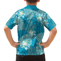 Hawaii Family Matching Off The Shoulder Long Sleeve Dress and Hawaiian Shirt Teal Polynesian Monstera Patterns DT05 - Polynesian Pride
