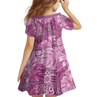 Hawaii Family Matching Off Shoulder Short Dress and Hawaiian Shirt Magenta Polynesian Monstera Patterns - Polynesian Pride