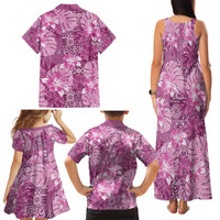 Hawaii Family Matching Tank Maxi Dress and Hawaiian Shirt Magenta Polynesian Monstera Patterns DT05 - Polynesian Pride