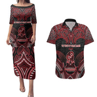Personalised New Zealand Waitangi Day Couples Matching Puletasi and Hawaiian Shirt Te Tiriti O Waitangi 1840 DT05 Black - Polynesian Pride