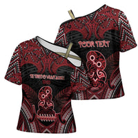 Personalised New Zealand Waitangi Day Cross Shoulder Shirt Te Tiriti O Waitangi 1840 - Polynesian Pride