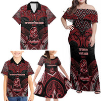 Personalised New Zealand Waitangi Day Family Matching Off Shoulder Maxi Dress and Hawaiian Shirt Te Tiriti O Waitangi 1840 DT05 - Polynesian Pride