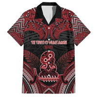 Personalised New Zealand Waitangi Day Family Matching Short Sleeve Bodycon Dress and Hawaiian Shirt Te Tiriti O Waitangi 1840 DT05 Dad's Shirt - Short Sleeve Black - Polynesian Pride