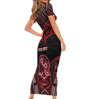Personalised New Zealand Waitangi Day Short Sleeve Bodycon Dress Te Tiriti O Waitangi 1840 DT05 - Polynesian Pride