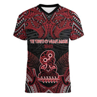 Personalised New Zealand Waitangi Day Women V-Neck T-Shirt Te Tiriti O Waitangi 1840 DT05 Female Black - Polynesian Pride