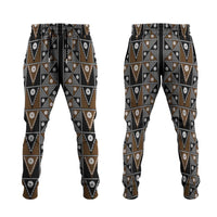 Fiji Brown Masi Pattern Jogger Pants Fijian Tapa
