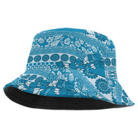 Fiji Marau na Kerisimasi Bucket Hat Aqua Tagimoucia Tapa Masi Tribal LT9 One Size Aqua - Polynesian Pride
