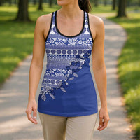 Fiji Marau na Kerisimasi Hollow Tank Top Blue Tagimoucia Tapa Masi Tribal LT9 - Polynesian Pride