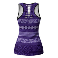 Fiji Marau na Kerisimasi Hollow Tank Top Purple Tapa Masi Inspired Christmas LT9 - Polynesian Pride