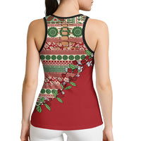 Fiji Marau na Kerisimasi Hollow Tank Top Red Tagimoucia Tapa Masi Tribal LT9 - Polynesian Pride