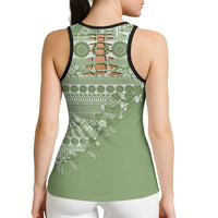 Fiji Marau na Kerisimasi Hollow Tank Top Sage Green Tagimoucia Tapa Masi Tribal LT9 - Polynesian Pride
