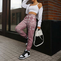 Fiji Marau na Kerisimasi Jogger Pants Dusty Rose Tagimoucia Tapa Masi Tribal LT9 - Polynesian Pride