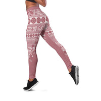 Fiji Marau na Kerisimasi Leggings Dusty Rose Tagimoucia Tapa Masi Tribal LT9 Pink - Polynesian Pride