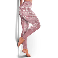 Fiji Marau na Kerisimasi Leggings Dusty Rose Tagimoucia Tapa Masi Tribal LT9 - Polynesian Pride