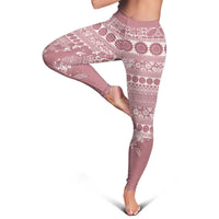 Fiji Marau na Kerisimasi Leggings Dusty Rose Tagimoucia Tapa Masi Tribal LT9 - Polynesian Pride