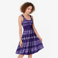 Fiji Marau na Kerisimasi Midi Dress Purple Tapa Masi Inspired Christmas LT9 - Polynesian Pride