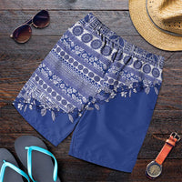 Fiji Marau na Kerisimasi Shorts for Men Blue Tagimoucia Tapa Masi Tribal LT9 Blue - Polynesian Pride