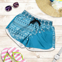 Fiji Marau na Kerisimasi Shorts for Women Aqua Tagimoucia Tapa Masi Tribal LT9 Aqua - Polynesian Pride