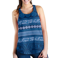 Fiji Marau na Kerisimasi Women Racerback Tank Blue Tapa Masi Inspired Christmas LT9 - Polynesian Pride