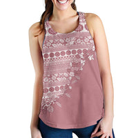 Fiji Marau na Kerisimasi Women Racerback Tank Dusty Rose Tagimoucia Tapa Masi Tribal LT9 - Polynesian Pride