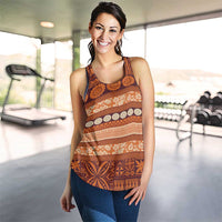 Fiji Marau na Kerisimasi Women Racerback Tank Gold Tapa Masi Inspired Christmas LT9 - Polynesian Pride