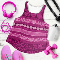 Fiji Marau na Kerisimasi Women Racerback Tank Pink Tapa Masi Inspired Christmas LT9 Pink - Polynesian Pride