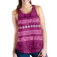 Fiji Marau na Kerisimasi Women Racerback Tank Pink Tapa Masi Inspired Christmas LT9 - Polynesian Pride