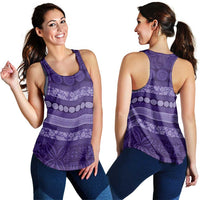 Fiji Marau na Kerisimasi Women Racerback Tank Purple Tapa Masi Inspired Christmas LT9 - Polynesian Pride