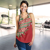 Fiji Marau na Kerisimasi Women Racerback Tank Red Tagimoucia Tapa Masi Tribal LT9 - Polynesian Pride