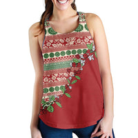 Fiji Marau na Kerisimasi Women Racerback Tank Red Tagimoucia Tapa Masi Tribal LT9 - Polynesian Pride