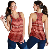 Fiji Marau na Kerisimasi Women Racerback Tank Red Tapa Masi Inspired Christmas LT9 - Polynesian Pride