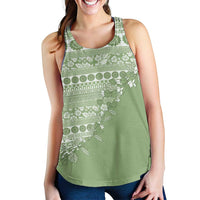 Fiji Marau na Kerisimasi Women Racerback Tank Sage Green Tagimoucia Tapa Masi Tribal LT9 - Polynesian Pride