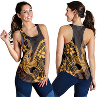 Gold Black Aloha Hawaii Women Racerback Tank Polynesian Shark Tattoo With Plumeria LT14 - Polynesian Pride