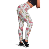 Gray Paniolo Palaka Hawaiian Cowgirl Christmas Leggings - Polynesian Pride