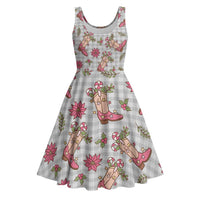 Gray Paniolo Palaka Hawaiian Cowgirl Christmas Midi Dress LT9 Gray - Polynesian Pride