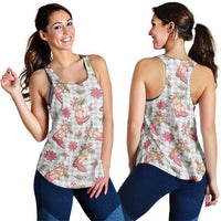 Gray Paniolo Palaka Hawaiian Cowgirl Christmas Women Racerback Tank LT9 - Polynesian Pride