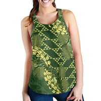 Green Aloha Hawaii Women Racerback Tank Hawaiian Kakau Ohia Lehua Lei LT14 - Polynesian Pride