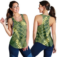 Green Aloha Hawaii Women Racerback Tank Hawaiian Kakau Ohia Lehua Lei LT14 - Polynesian Pride