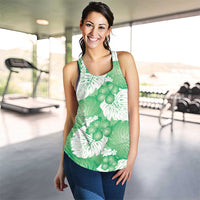 Green Aloha Hawaii Women Racerback Tank Monstera Hibiscus Plumeria Seamless Vibes LT14 - Polynesian Pride